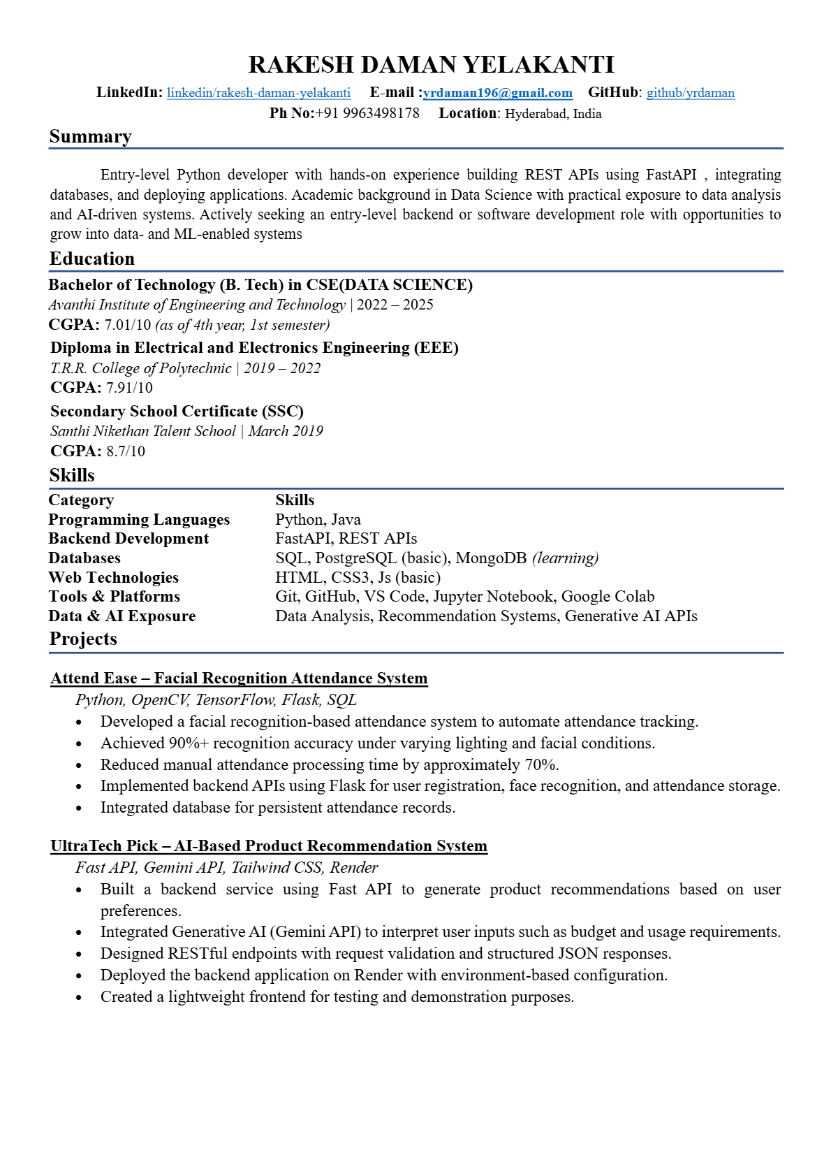 Resume Page 1